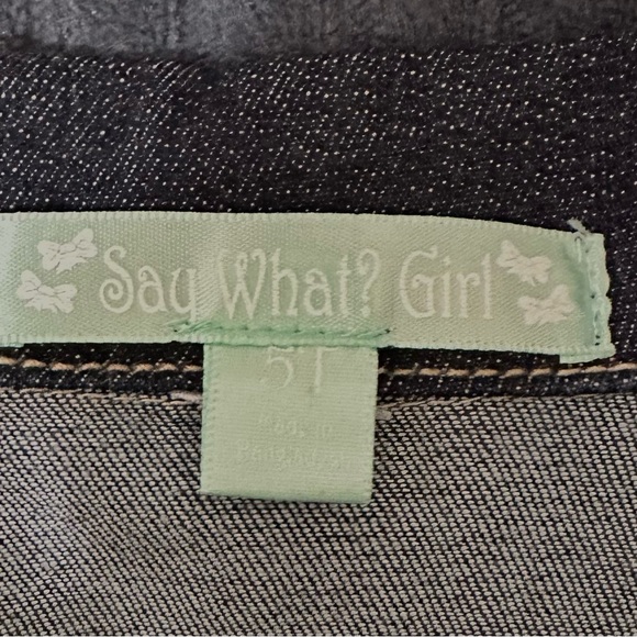 Say what? Girl, toddler 5T up, cycled, patchwork, floral Boho, Jean jacket. - Picture 11 of 11